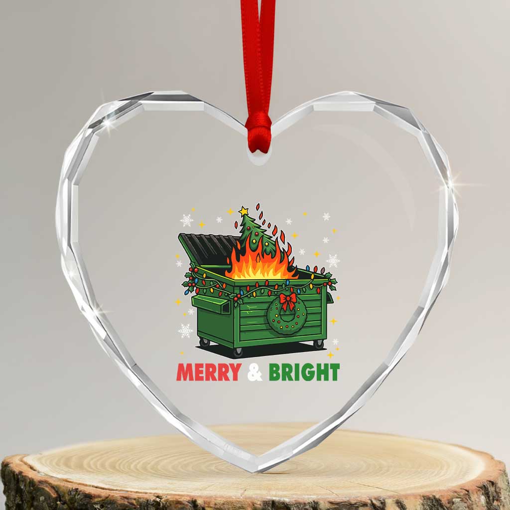 Funny Lil Dumpster Fire Christmas Heart Crystal Glass Ornament Merry And Bright Xmas Tree TS11 Transparent Glass 3'' Heart Print Your Wear