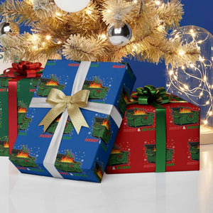 Funny Lil Dumpster Fire Christmas Wrapping Paper Roll Merry And Bright Xmas Tree TS11 Print Your Wear