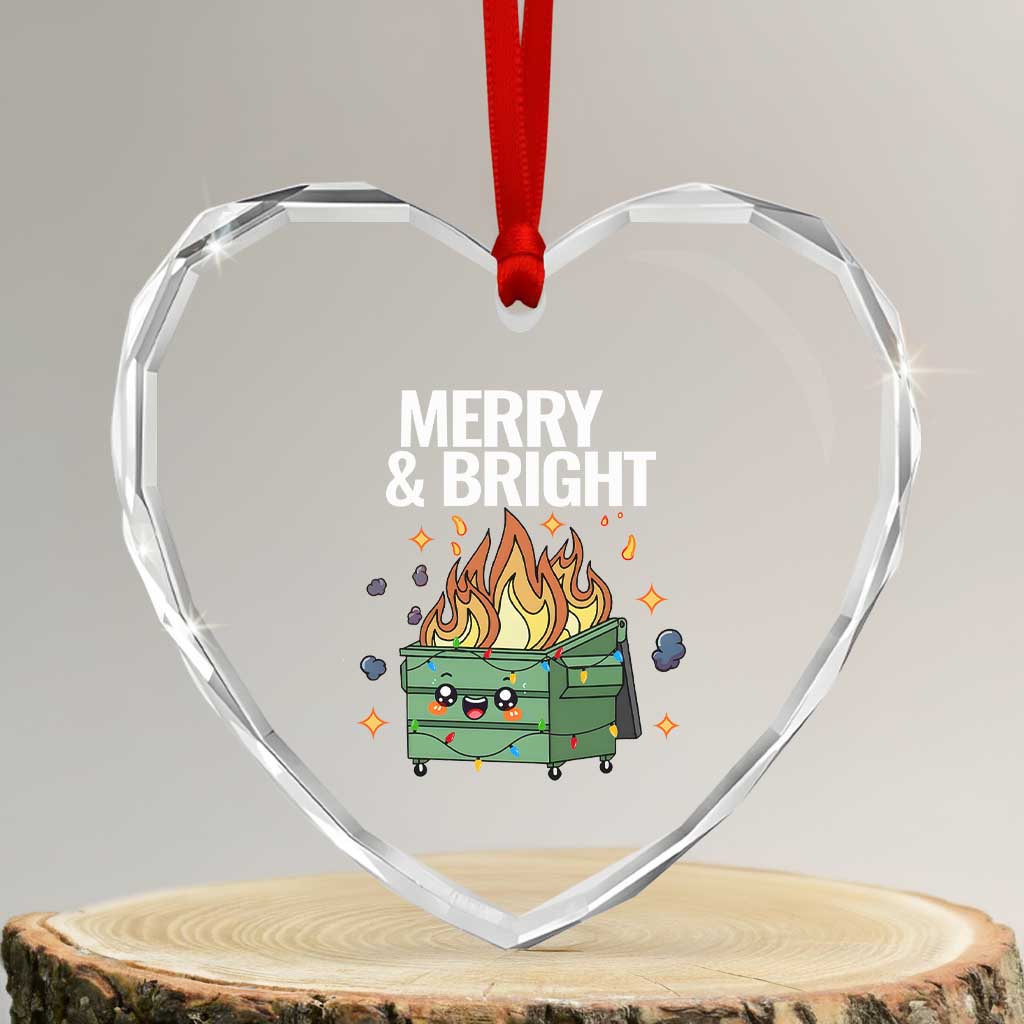 Funny Lil Fire Dumpster Christmas Heart Crystal Glass Ornament Merry And Bright Xmas Led Lights TS11 Transparent Glass 3'' Heart Print Your Wear