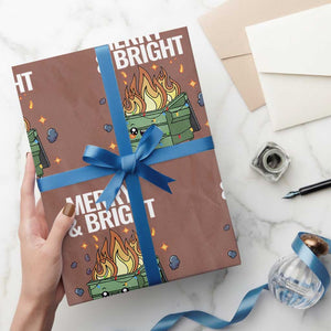 Funny Lil Fire Dumpster Christmas Wrapping Paper Roll Merry And Bright Xmas Led Lights TS11 Mocha Print Your Wear