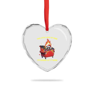 Funny Lil Fire Dumpster Racoon Heart Crystal Glass Ornament This Little Light Of Mine I'm Gonna Let It Shine TS11 Print Your Wear