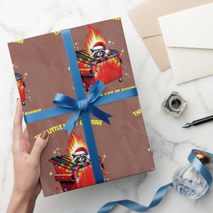 Funny Lil Fire Dumpster Racoon Wrapping Paper Roll This Little Light Of Mine I'm Gonna Let It Shine TS11 Mocha Print Your Wear