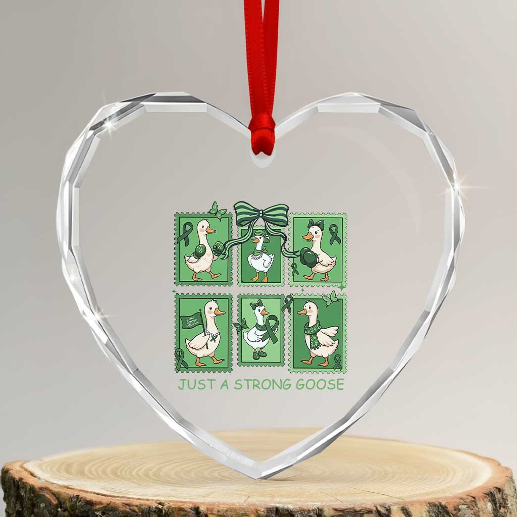 Funny Liver Cancer Warrior Support Gift Heart Crystal Glass Ornament Just A Strong Goose TS12 Transparent Glass 3'' Heart Print Your Wear
