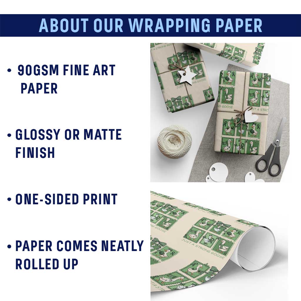 Funny Liver Cancer Warrior Support Gift Wrapping Paper Roll Just A Strong Goose