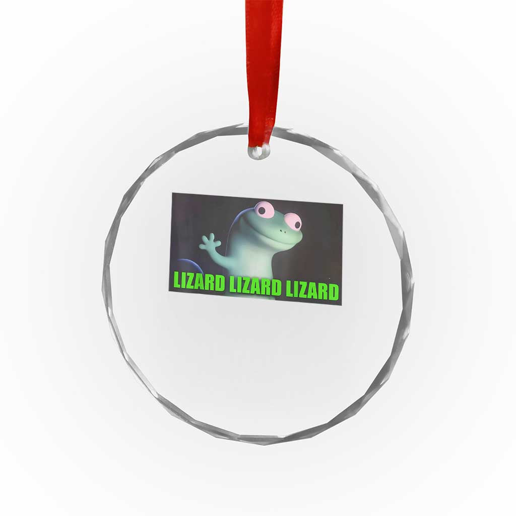 Funny Lizard Lizard Lizard Crystal Glass Ornament Weirdcore Gecko Meme TS02 Transparent Glass 3'' Circle Print Your Wear