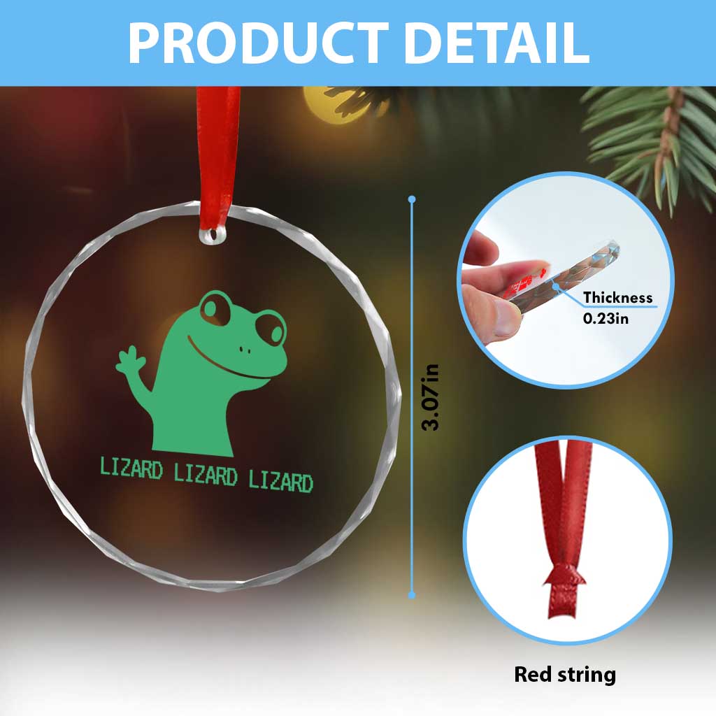 Funny Lizard Lizard Lizard Crystal Glass Ornament Weirdcore Gecko Reptile Meme TS02 Print Your Wear
