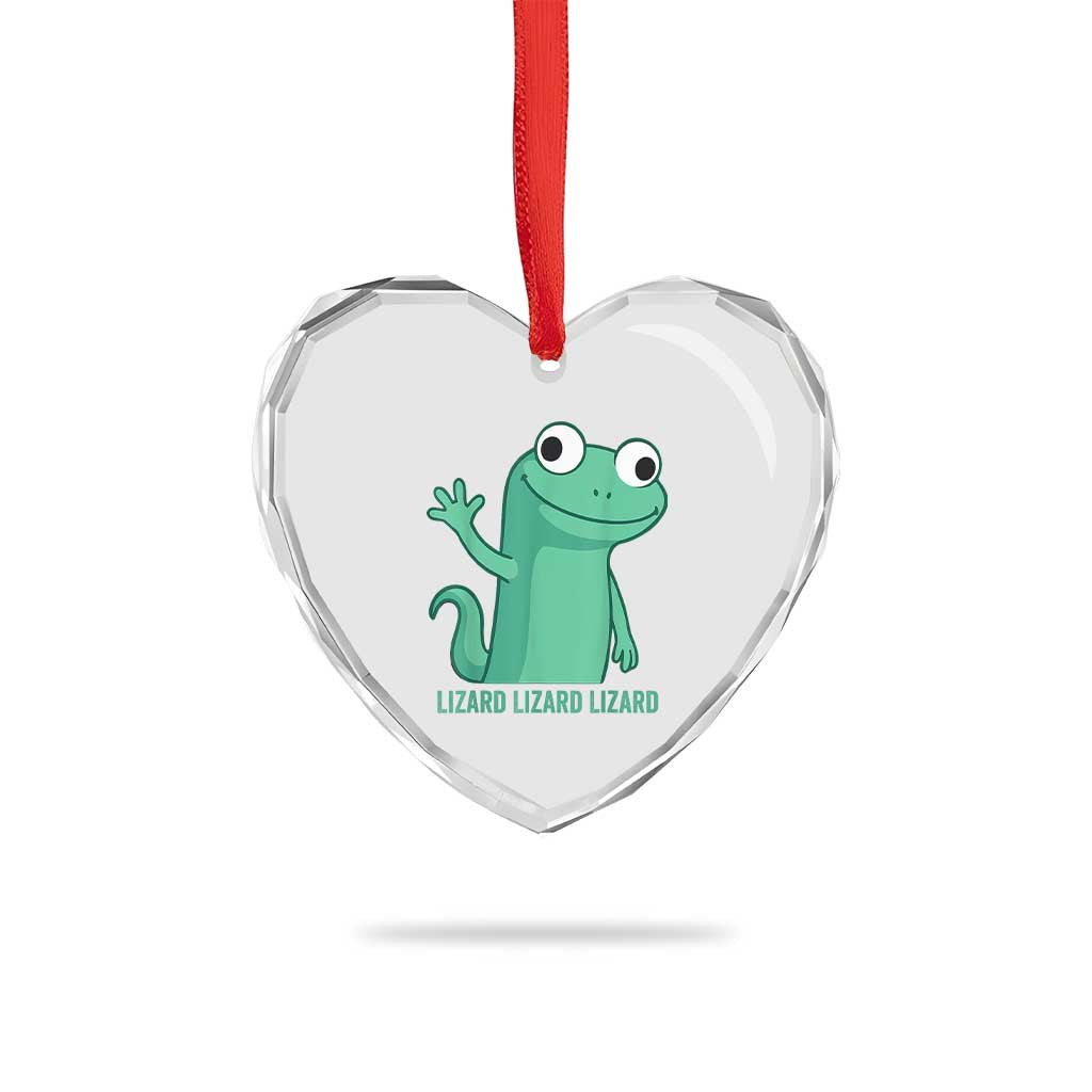 Funny Lizard Lizard Lizard Heart Crystal Glass Ornament Cute Gecko Reptile Meme TS02 Print Your Wear