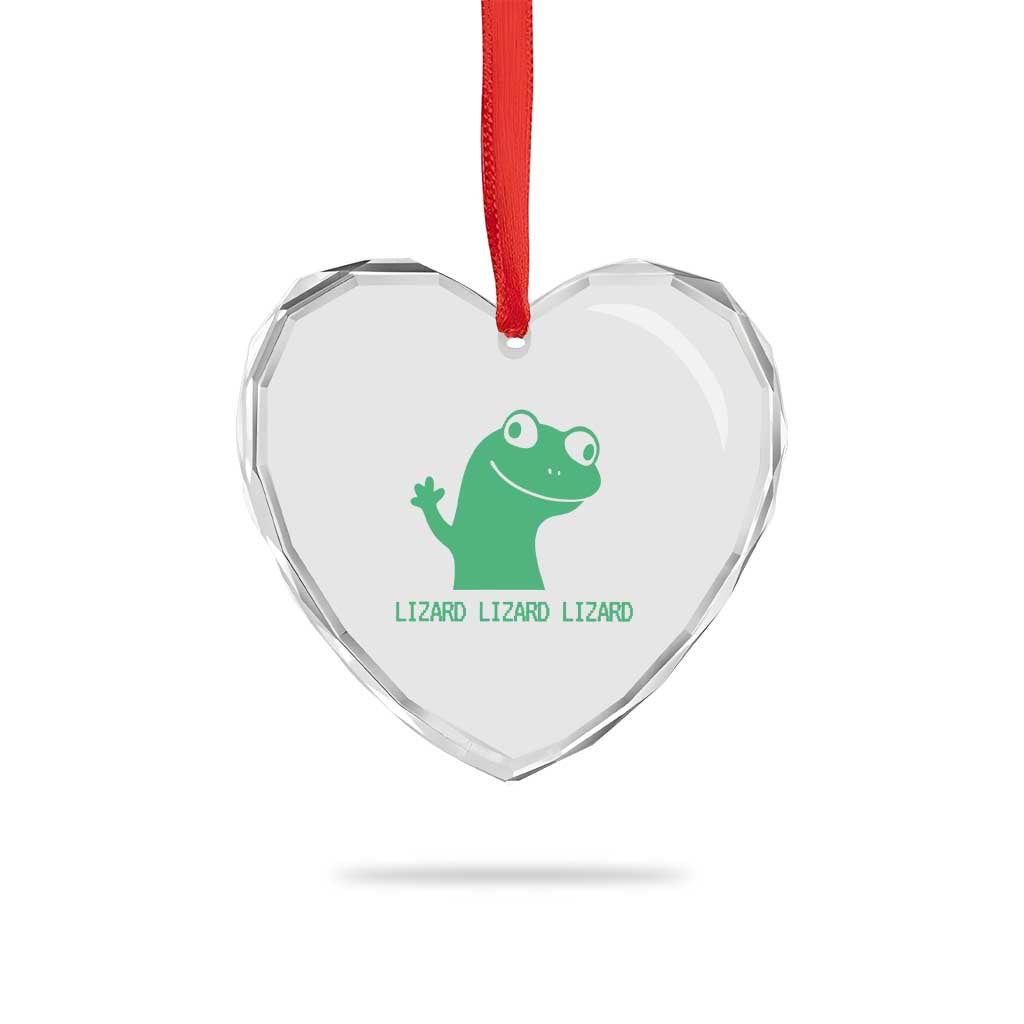 Funny Lizard Lizard Lizard Heart Crystal Glass Ornament Weirdcore Gecko Reptile Meme TS02 Print Your Wear