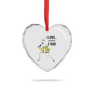Funny Llama Just Killed a Man Heart Crystal Glass Ornament Singing Animal Pun Internet Meme TS02 Print Your Wear