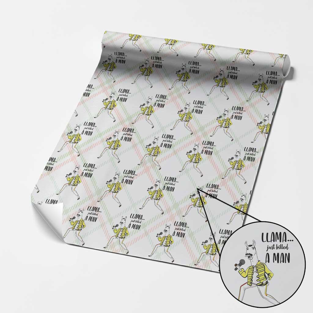 Funny Llama Just Killed a Man Wrapping Paper Roll Singing Animal Pun Internet Meme TS02 Christmas Plaid Print Your Wear