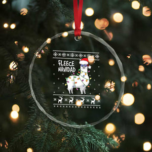 Funny Llama Xmas Crystal Glass Ornament Fleece Navidad Feliz Merry Xmas Ugly Sweater TS02 Print Your Wear