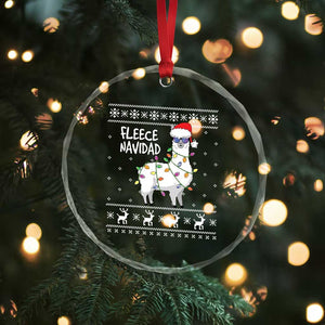 Funny Llama Xmas Crystal Glass Ornament Fleece Navidad Feliz Merry Xmas Ugly Sweater TS02 Print Your Wear