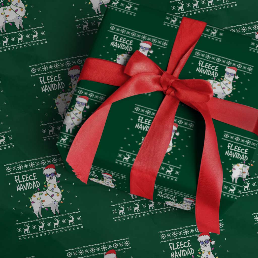 Funny Llama Xmas Wrapping Paper Roll Fleece Navidad Feliz Merry Xmas Ugly Sweater TS02 Green Print Your Wear