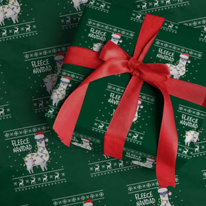 Funny Llama Xmas Wrapping Paper Roll Fleece Navidad Feliz Merry Xmas Ugly Sweater TS02 Green Print Your Wear