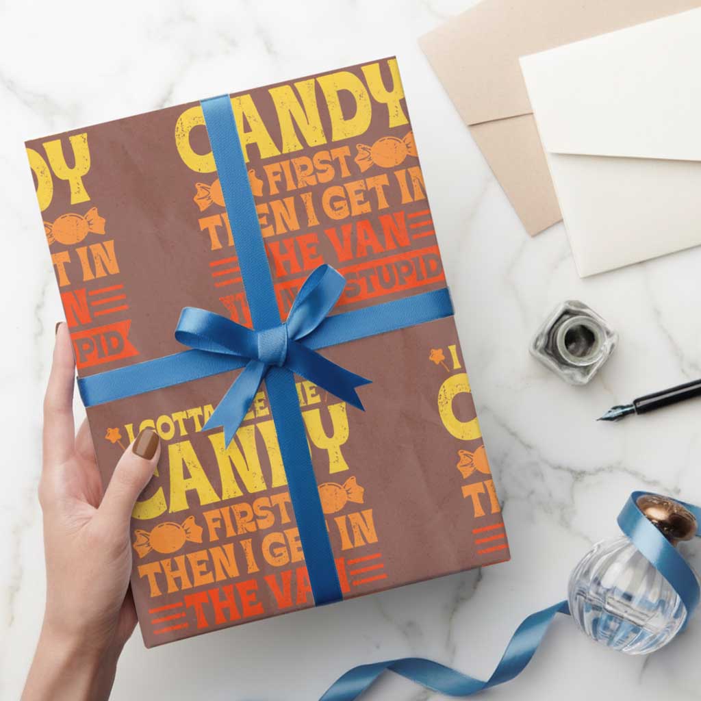 Funny Lollipop Van Gift Wrapping Paper Roll Creepy Adult I Gotta See The Candy First I'm Not Stupid TS10 Mocha Print Your Wear