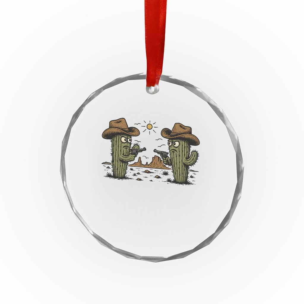 Funny Lone Star Cactus Cowboy Gunfight Gift Crystal Glass Ornament TS12 Print Your Wear