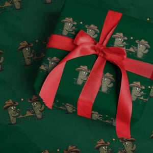 Funny Lone Star Cactus Cowboy Gunfight Gift Wrapping Paper Roll TS12 Green Print Your Wear