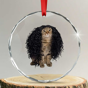 Funny Long Curly Hair Wig Cat Soccer Fans Crystal Glass Ornament Football Meme Sports Humor