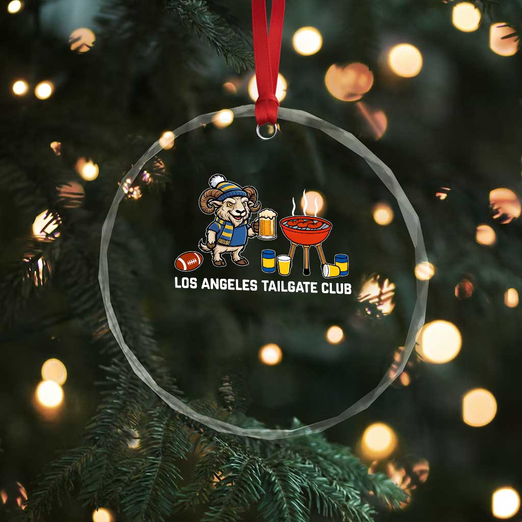 Funny Los Angeles Tailgate Club Crystal Glass Ornament Game Day BBQ Ram Fan