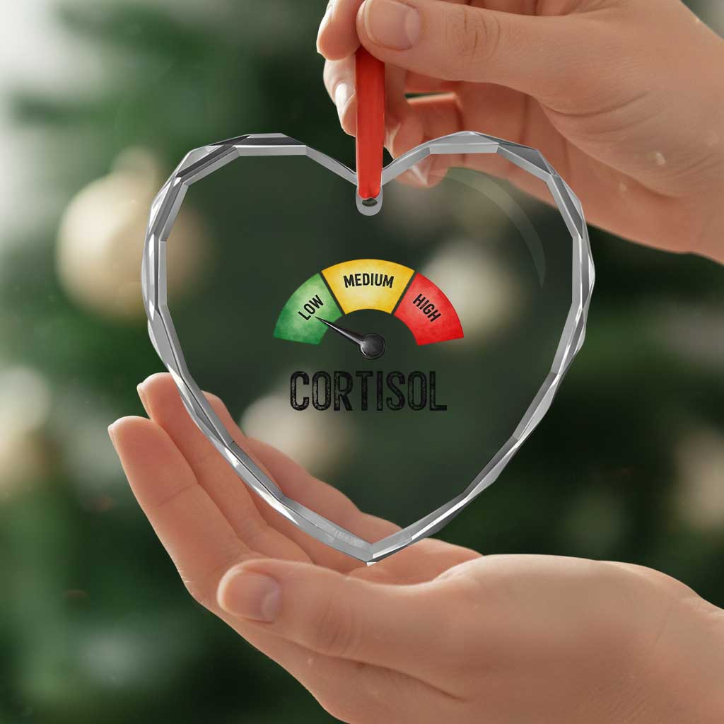 Funny Low Cortisol Stress Meter Heart Crystal Glass Ornament Low Medium High Anxiety Humor TS02 Print Your Wear