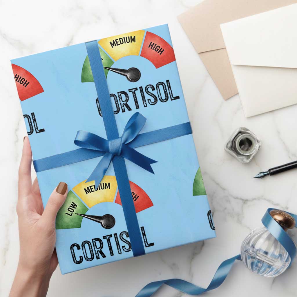 Funny Low Cortisol Stress Meter Wrapping Paper Roll Low Medium High Anxiety Humor TS02 Light Blue Print Your Wear