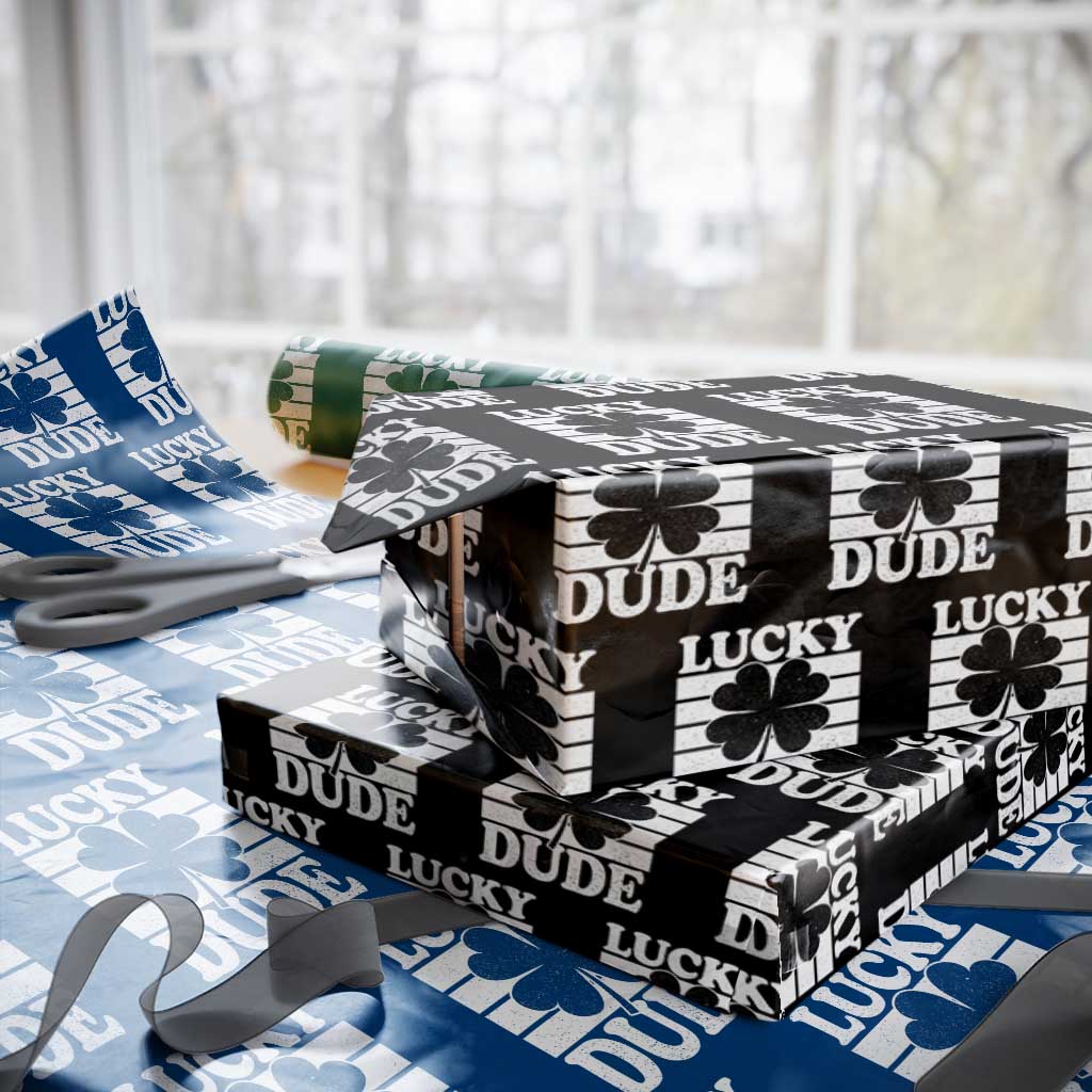 Funny Lucky Dude Wrapping Paper Roll Irish Boys St Patricks Day TS10 Black Print Your Wear