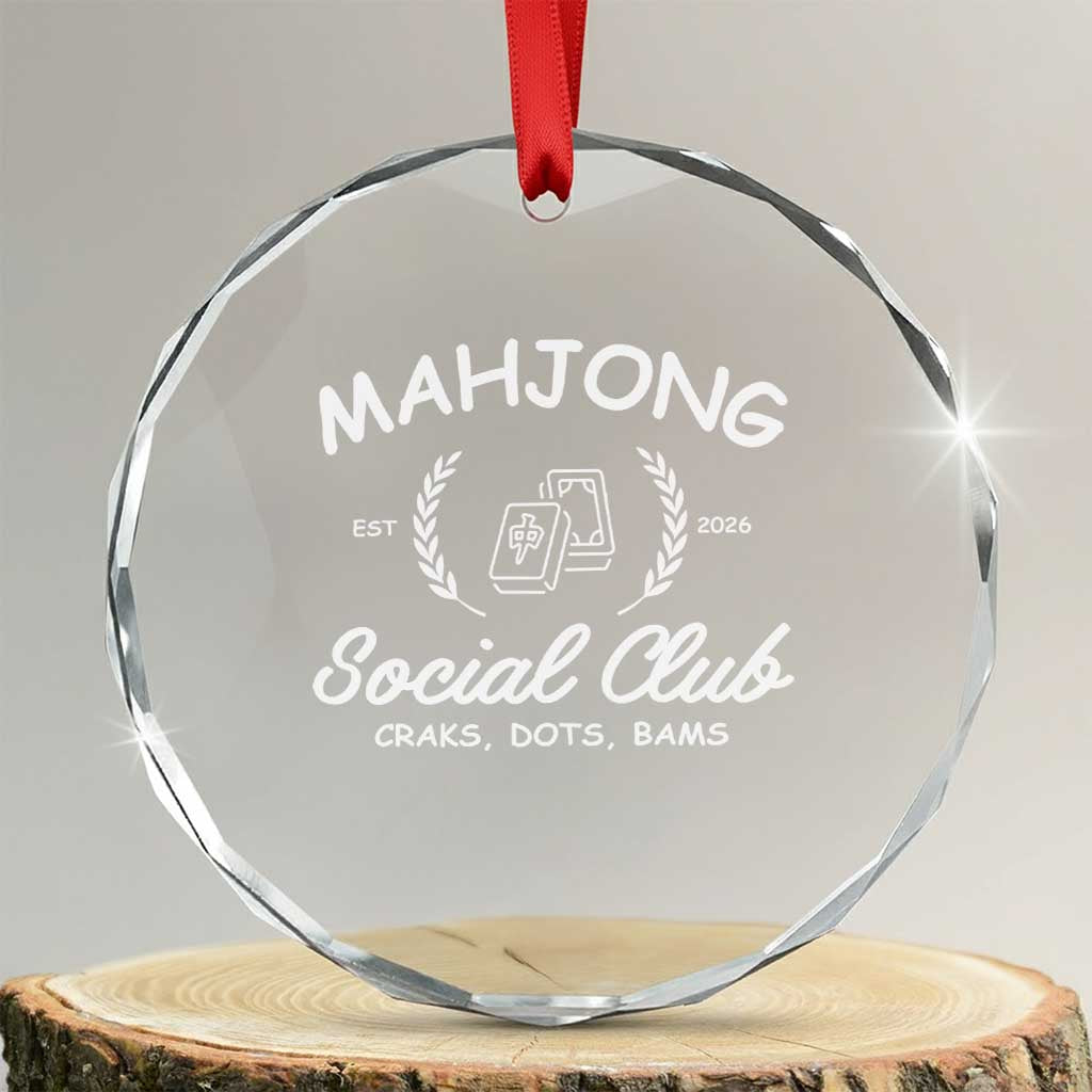 Funny Mahjong Social Club Crystal Glass Ornament Craks Dots Bams Mahjong Player Game Lovers TS10 Transparent Glass 3'' Circle Print Your Wear