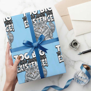 Funny Maine Coon Cat Wrapping Paper Roll Too Big To Care About Your Existence TS12 Light Blue Print Your Wear