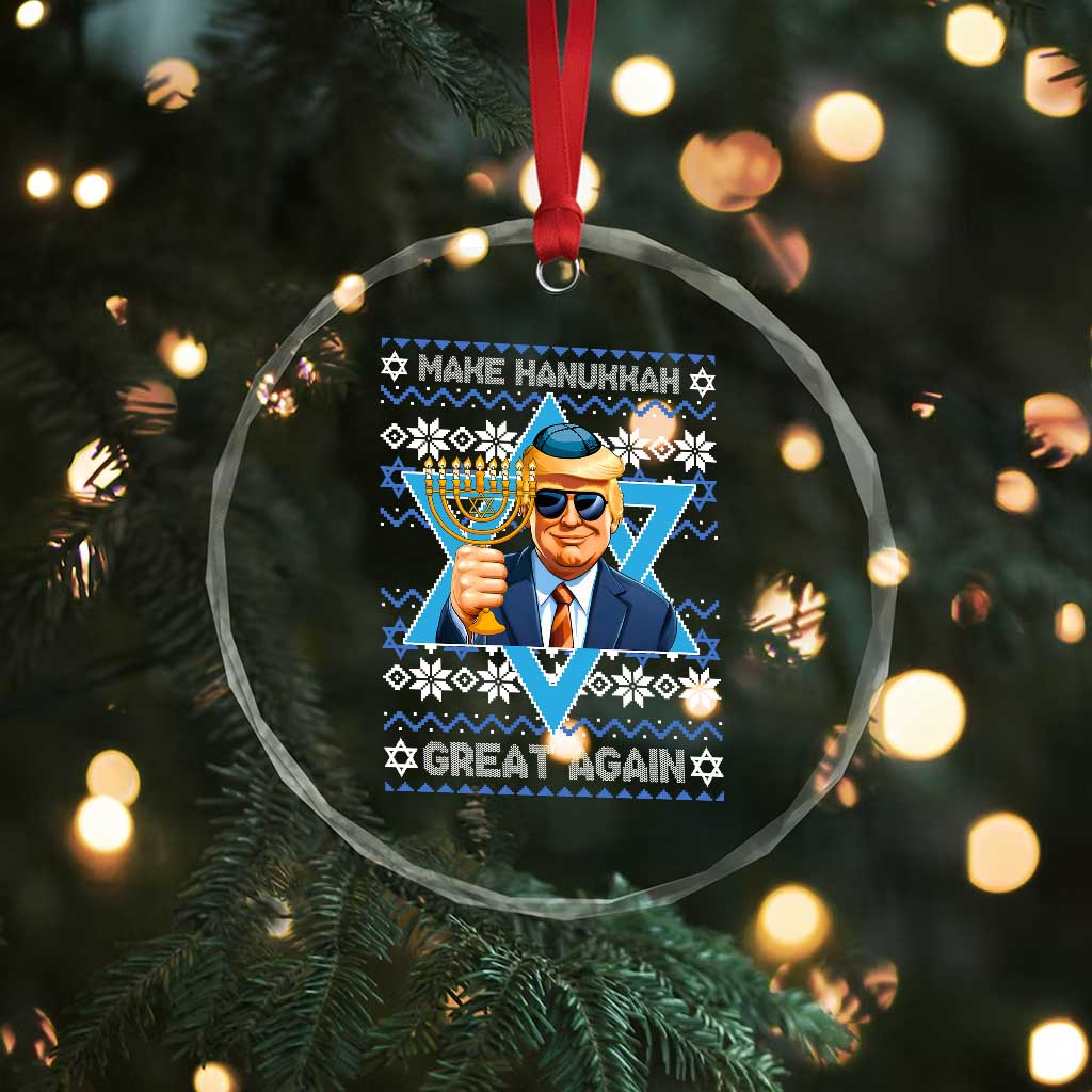 Funny Make Hanukkah Great Again Chanukah Trump Crystal Glass Ornament Jewish David Stars TS11 Print Your Wear