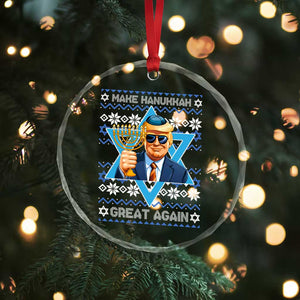 Funny Make Hanukkah Great Again Chanukah Trump Crystal Glass Ornament Jewish David Stars TS11 Print Your Wear