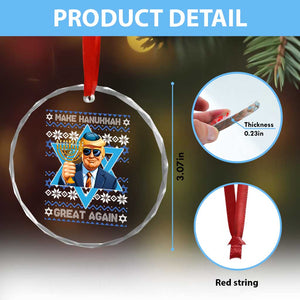 Funny Make Hanukkah Great Again Chanukah Trump Crystal Glass Ornament Jewish David Stars TS11 Print Your Wear