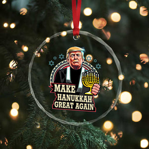 Funny Make Hanukkah Great Again Chanukah Trump Crystal Glass Ornament Menorah David Stars TS11 Print Your Wear