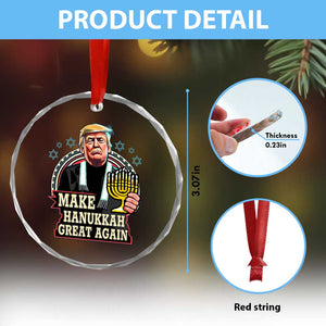 Funny Make Hanukkah Great Again Chanukah Trump Crystal Glass Ornament Menorah David Stars TS11 Print Your Wear