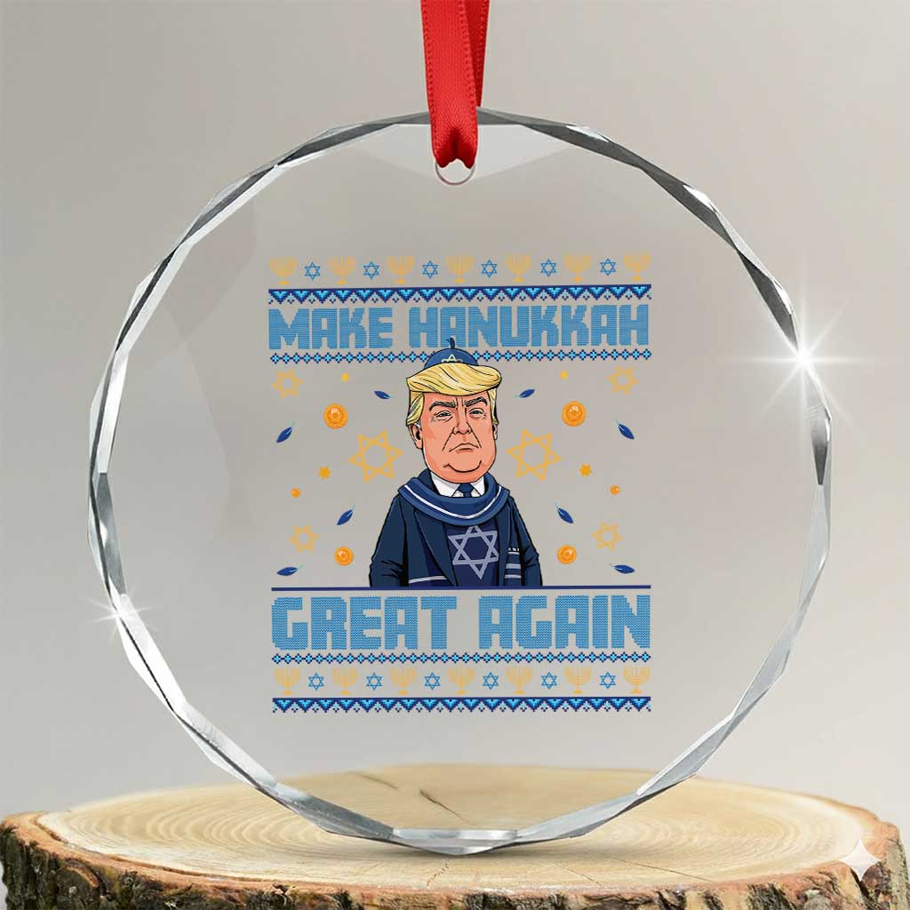 Funny Make Hanukkah Great Again Trump Crystal Glass Ornament TS09