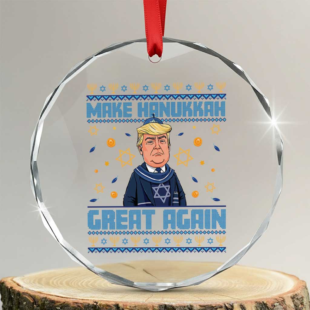 Funny Make Hanukkah Great Again Trump Crystal Glass Ornament TS09 Transparent Glass 3'' Circle Print Your Wear