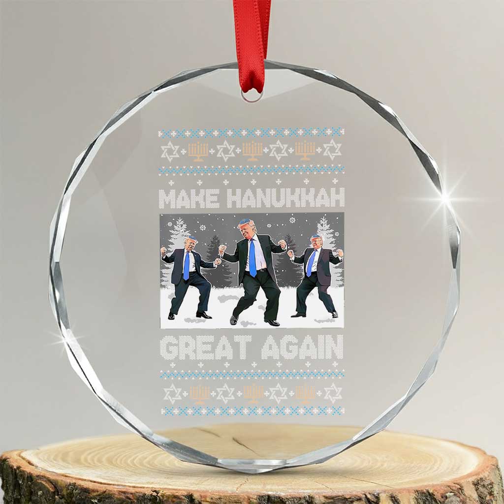 Funny Make Hanukkah Great Again Trump Crystal Glass Ornament Menorah David Stars TS11 Transparent Glass 3'' Circle Print Your Wear