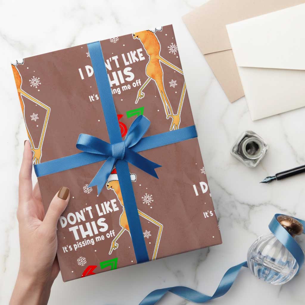 Funny Marcus The Worm 67 Meme Christmas Wrapping Paper Roll I Don't Like This It's Pissing Me Off TS11 Mocha Print Your Wear
