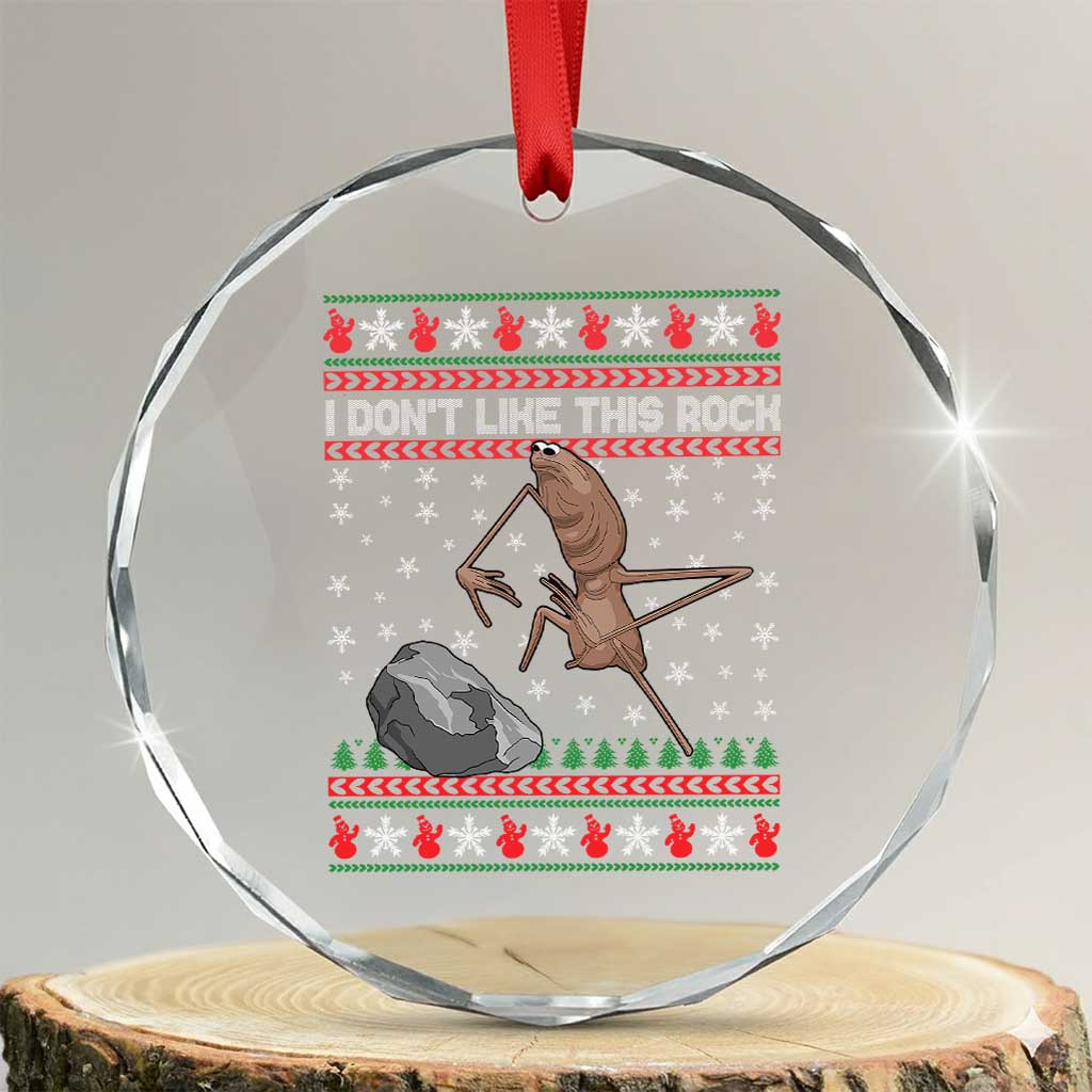 Funny Marcus The Worm Christmas Crystal Glass Ornament I Dont Like This Rock Xmas Meme TS11 Transparent Glass 3'' Circle Print Your Wear