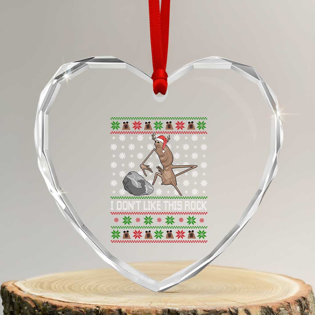 Funny Marcus The Worm Christmas Heart Crystal Glass Ornament I Dont Like This Rock Xmas Holiday TS11 Transparent Glass 3'' Heart Print Your Wear
