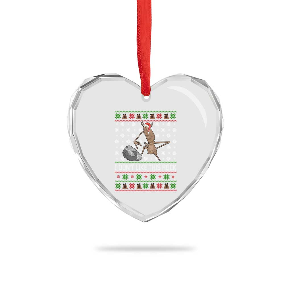 Funny Marcus The Worm Christmas Heart Crystal Glass Ornament I Dont Like This Rock Xmas Holiday TS11 Print Your Wear