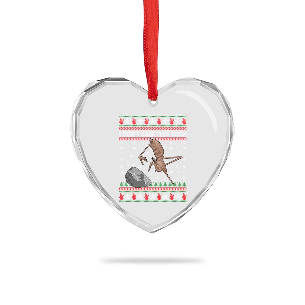 Funny Marcus The Worm Christmas Heart Crystal Glass Ornament I Dont Like This Rock Xmas Meme TS11 Print Your Wear
