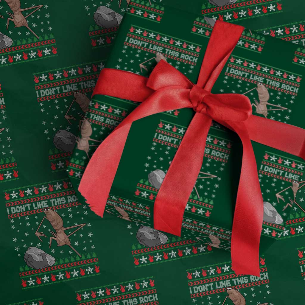 Funny Marcus The Worm Christmas Wrapping Paper Roll I Dont Like This Rock Xmas Meme TS11 Green Print Your Wear