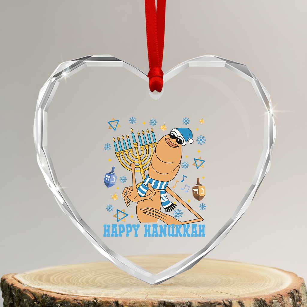 Funny Marcus The Worm Hanukkah Meme Heart Crystal Glass Ornament TS14 Transparent Glass 3'' Heart Print Your Wear