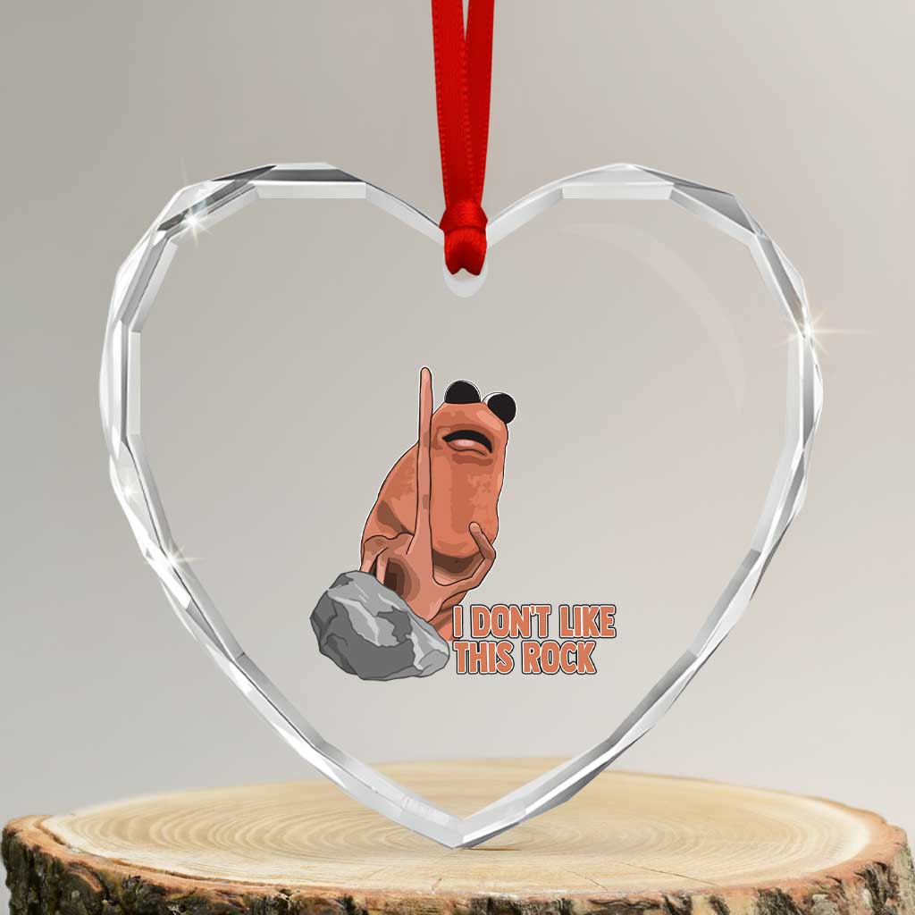 Funny Marcus The Worm Heart Crystal Glass Ornament I Dont Like This Rock Meme TS11 Transparent Glass 3'' Heart Print Your Wear