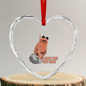 Funny Marcus The Worm Heart Crystal Glass Ornament I Dont Like This Rock Meme TS11 Transparent Glass 3'' Heart Print Your Wear