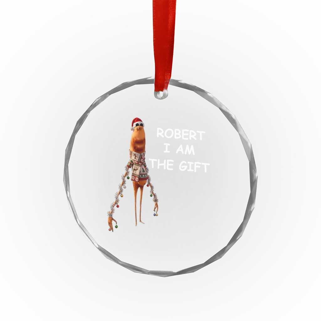 Funny Marcus the Worm in Ugly Christmas Sweater Crystal Glass Ornament Robert I Am the Gift Meme Holiday Humor TS02 Print Your Wear