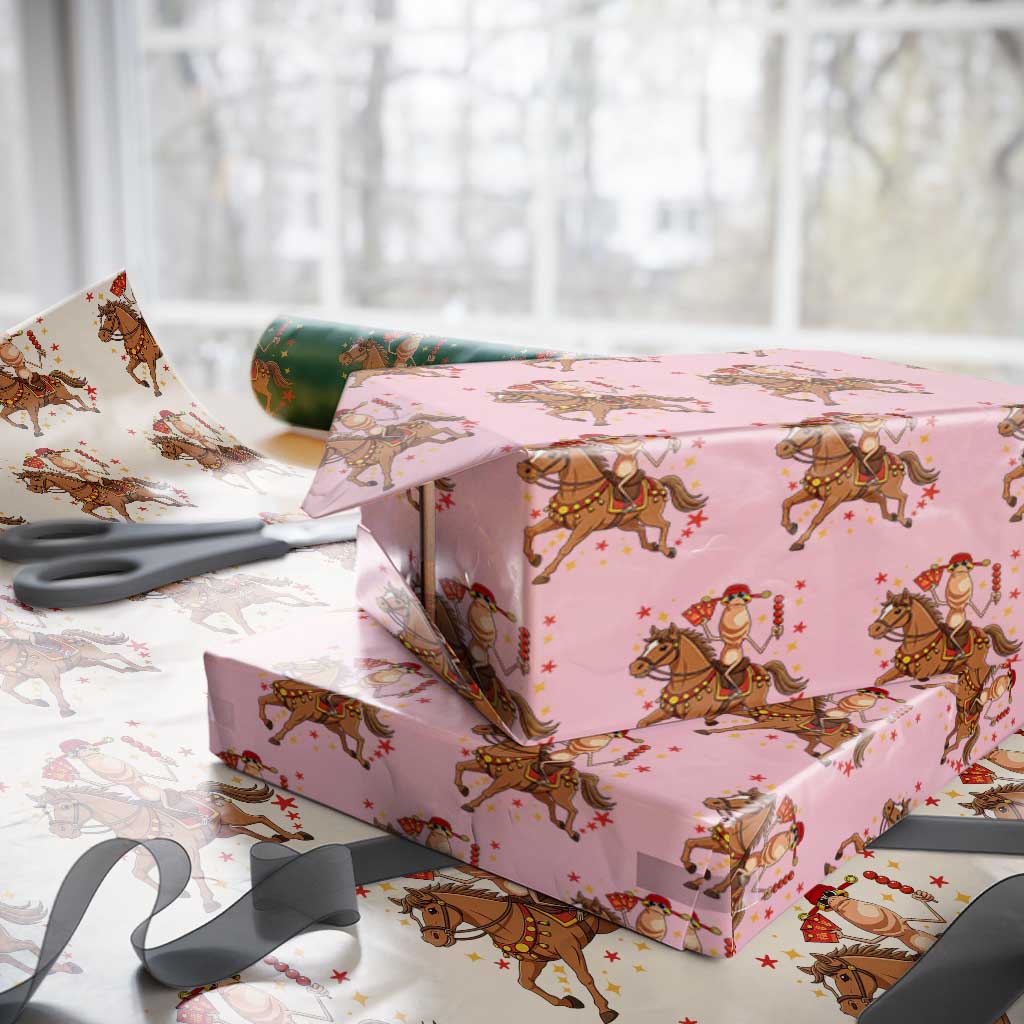 Funny Marcus The Worm Lunar New Year Wrapping Paper Roll Viral Meme TS12 Light Pink Print Your Wear