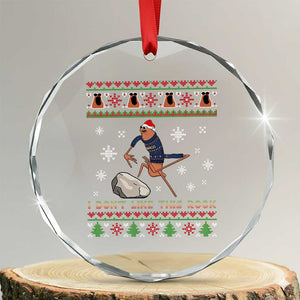 Funny Marcus The Worm Meme Crystal Glass Ornament I Do Not Like This Rock Ugly Christmas Gift TS12 Transparent Glass 3'' Circle Print Your Wear