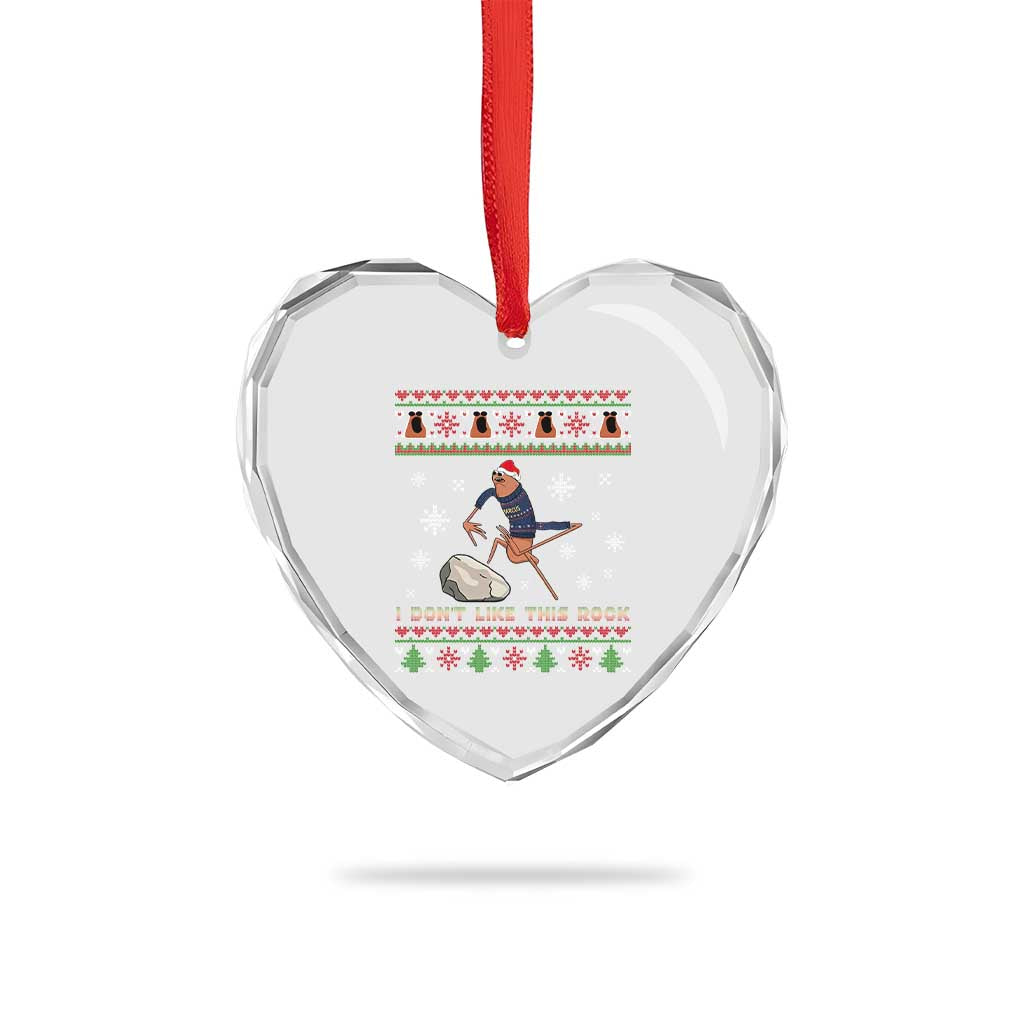 Funny Marcus The Worm Meme Heart Crystal Glass Ornament I Do Not Like This Rock Ugly Christmas Gift TS12 Print Your Wear