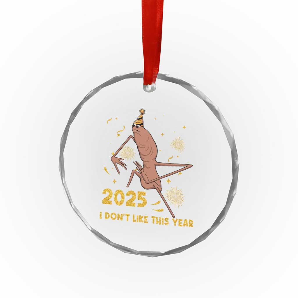 Funny Marcus The Worm New Year Crystal Glass Ornament 2025 I Dont Like This Year Fireworks NYE Party TS11 Print Your Wear